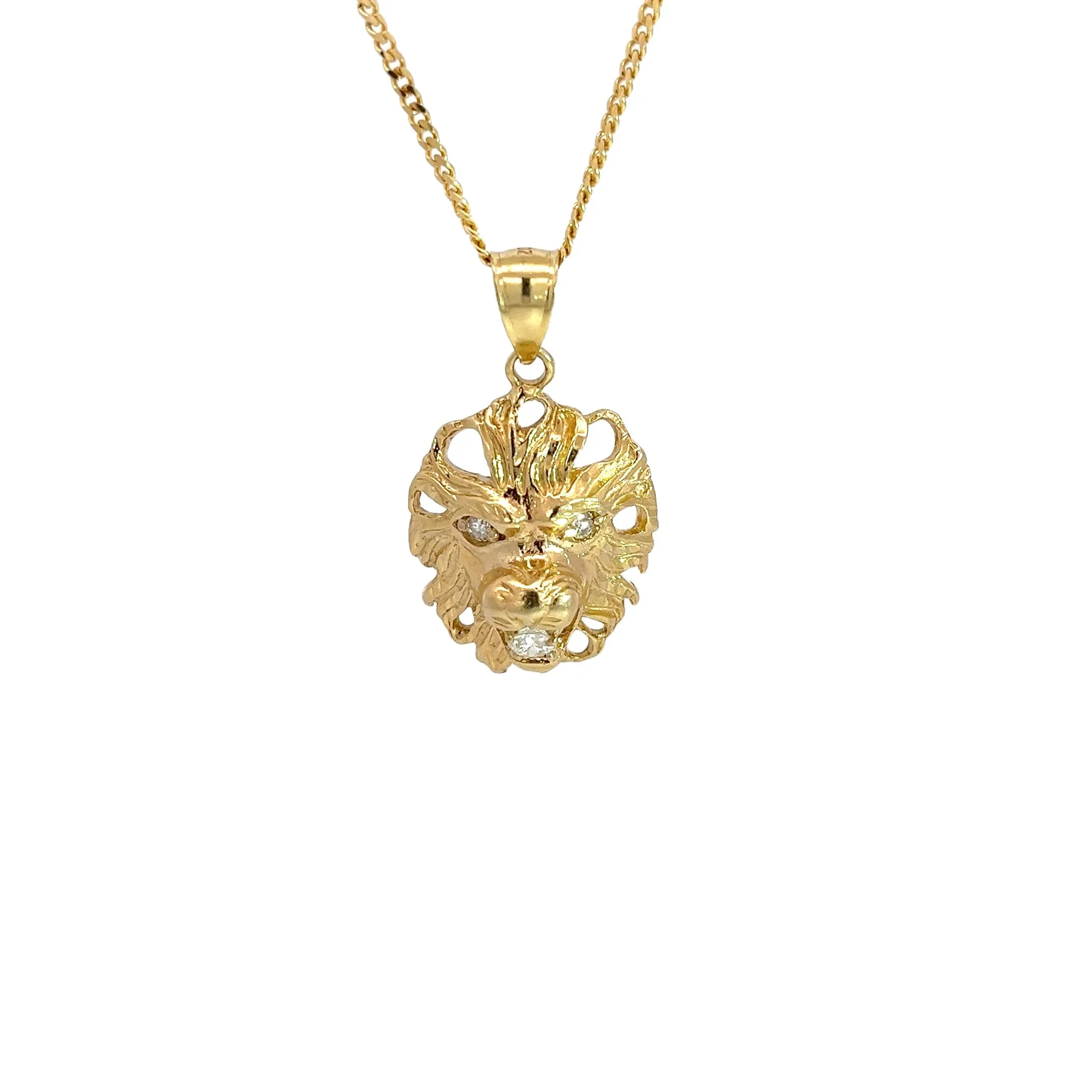 14k Yellow Gold .30ct F VS2 Round Diamond Leo Pendant 11.2 gram