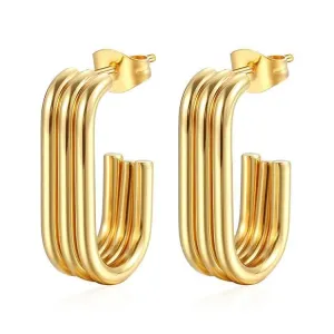 18K Stainless Steel Huggie Earings