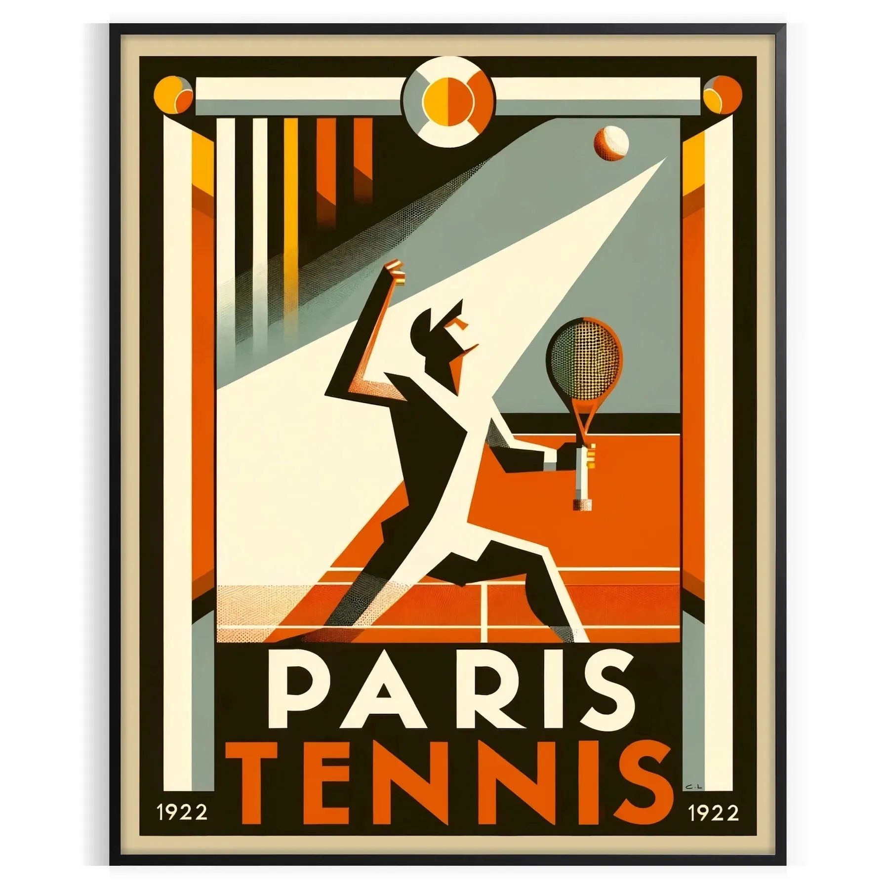 1924 Paris Tennis Olympics Poster Vintage