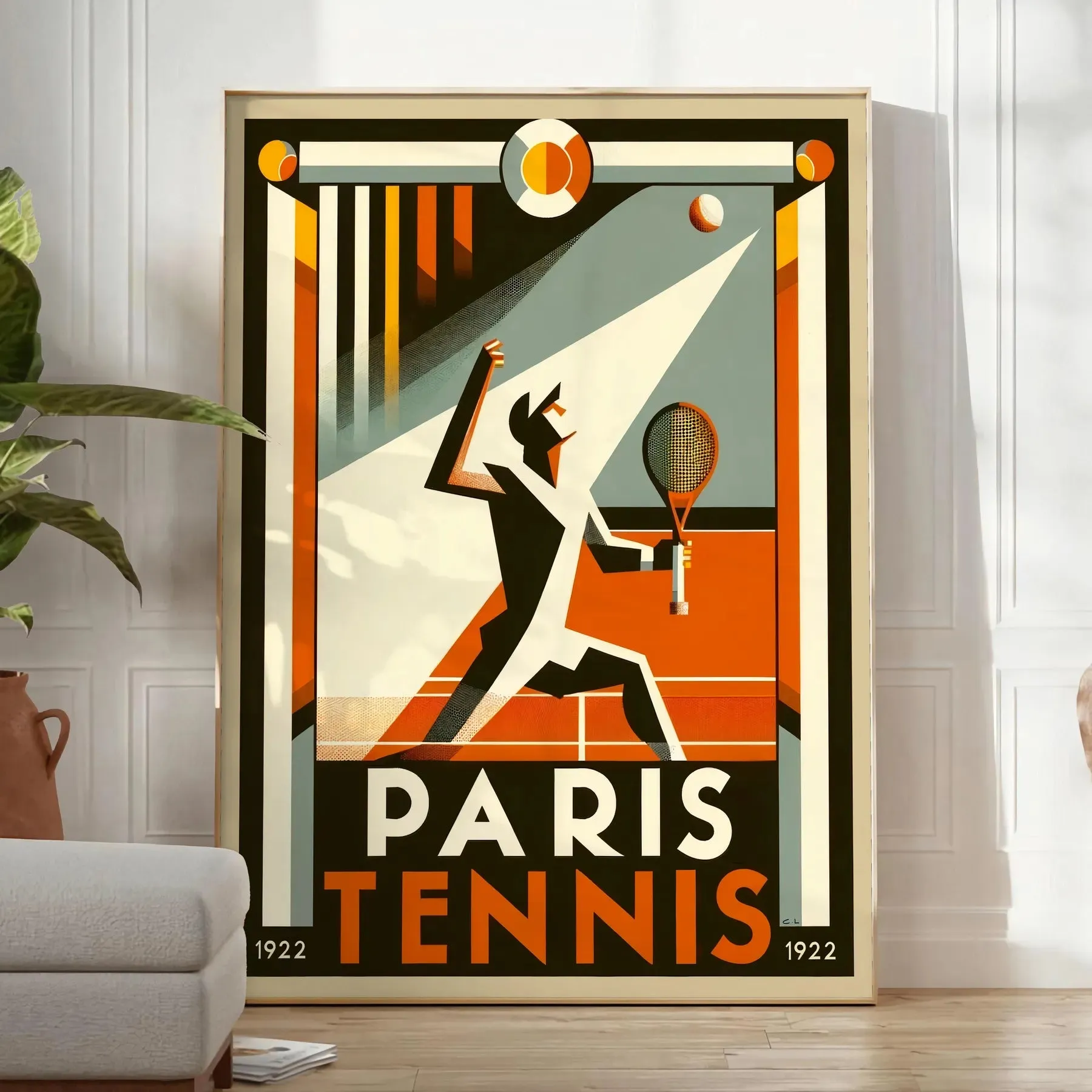 1924 Paris Tennis Olympics Poster Vintage