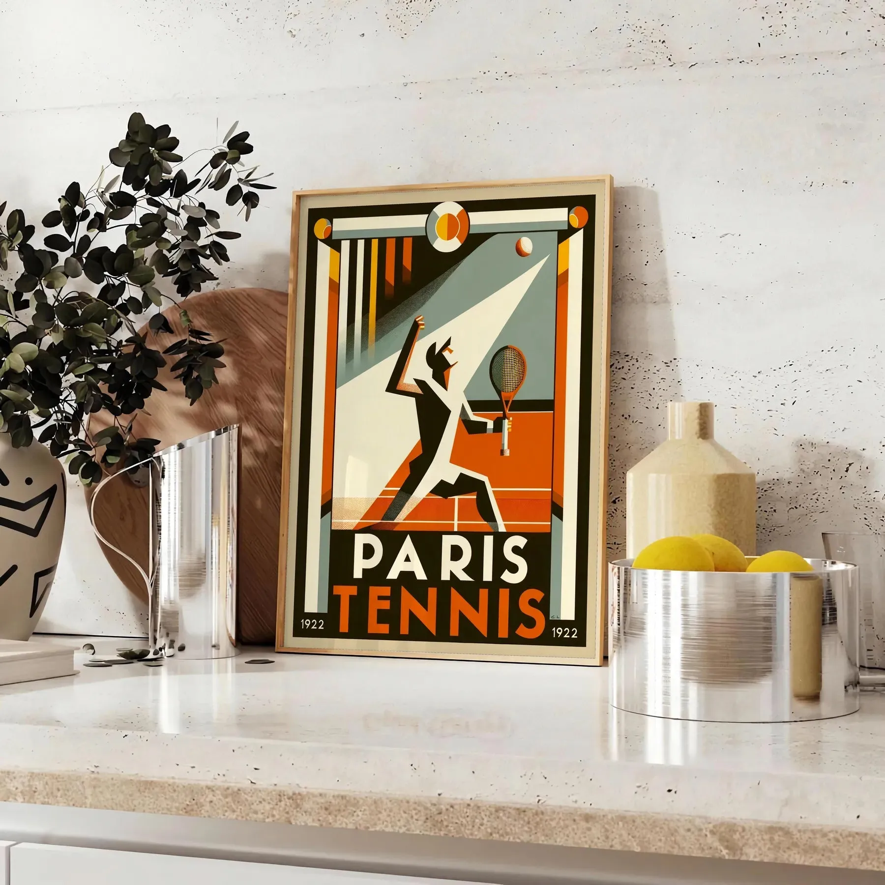1924 Paris Tennis Olympics Poster Vintage