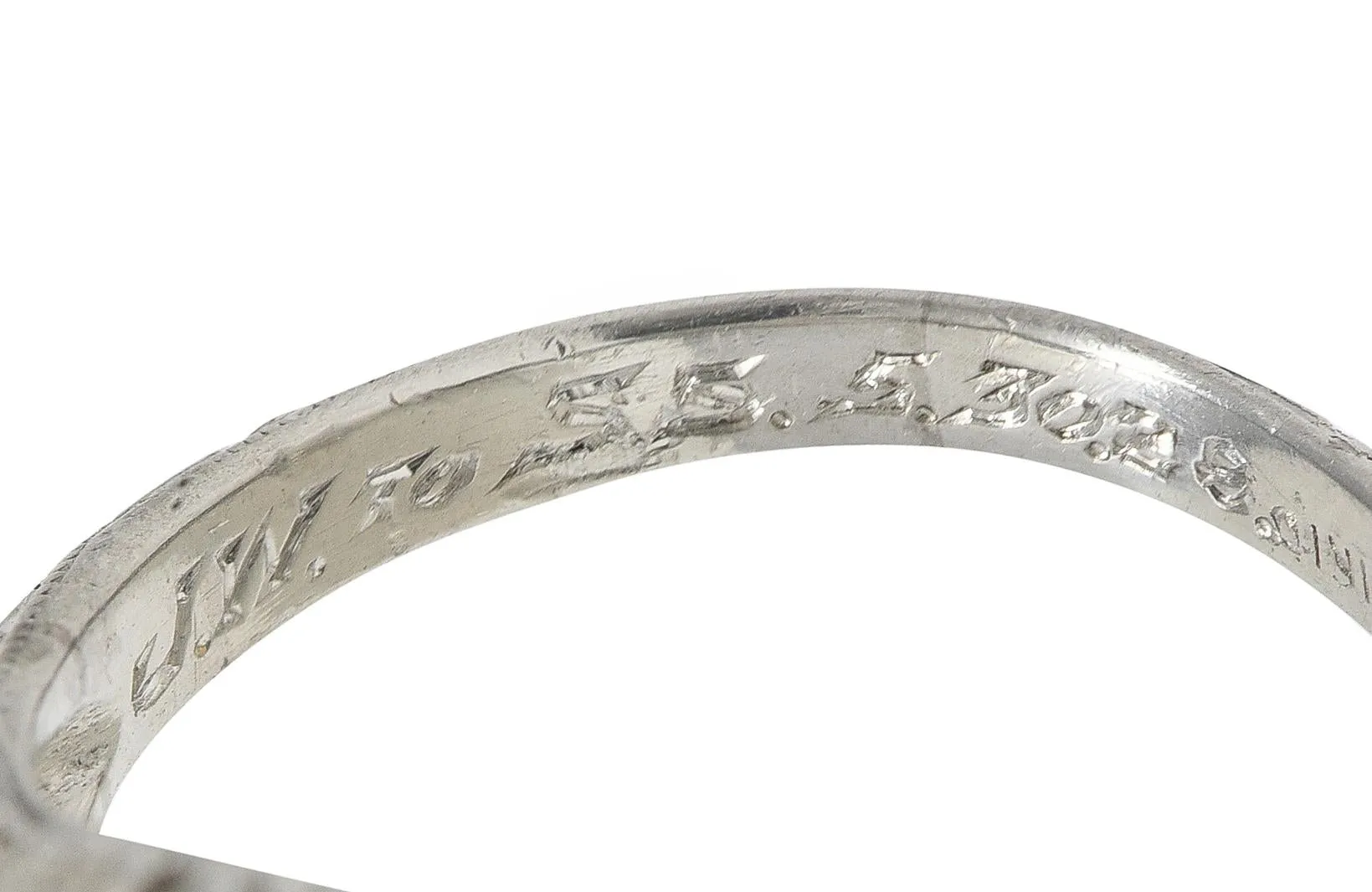 1928 Art Deco 0.56 CTW Old European Diamond Platinum Fleur-De-Lis Vintage Engagement Ring