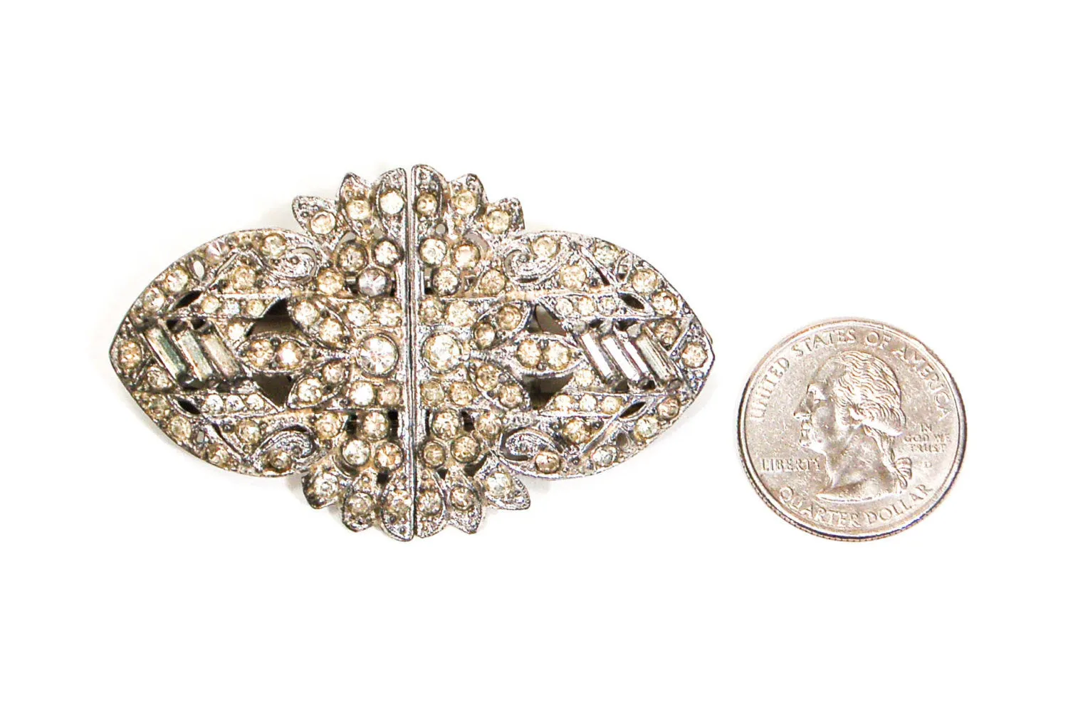 1930's Art Deco Duette Paste Rhinestone Brooch