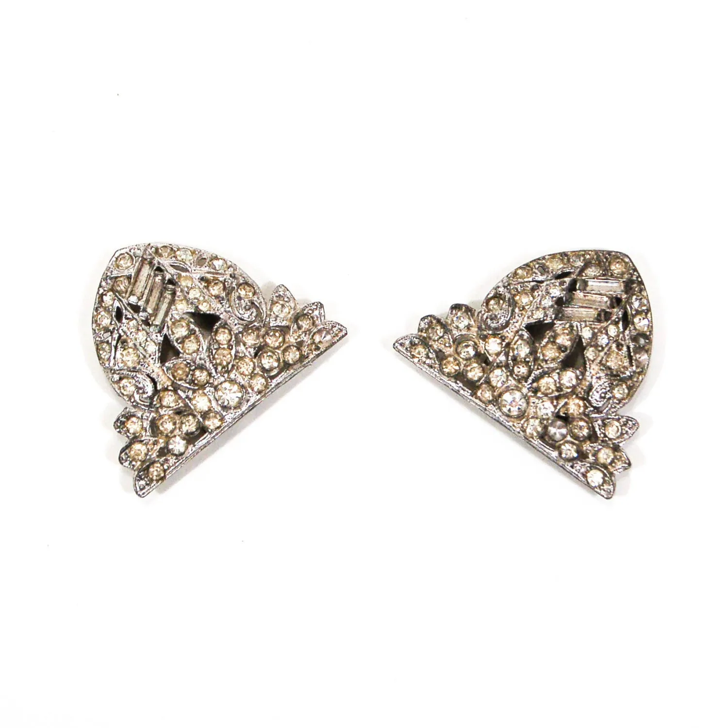 1930's Art Deco Duette Paste Rhinestone Brooch