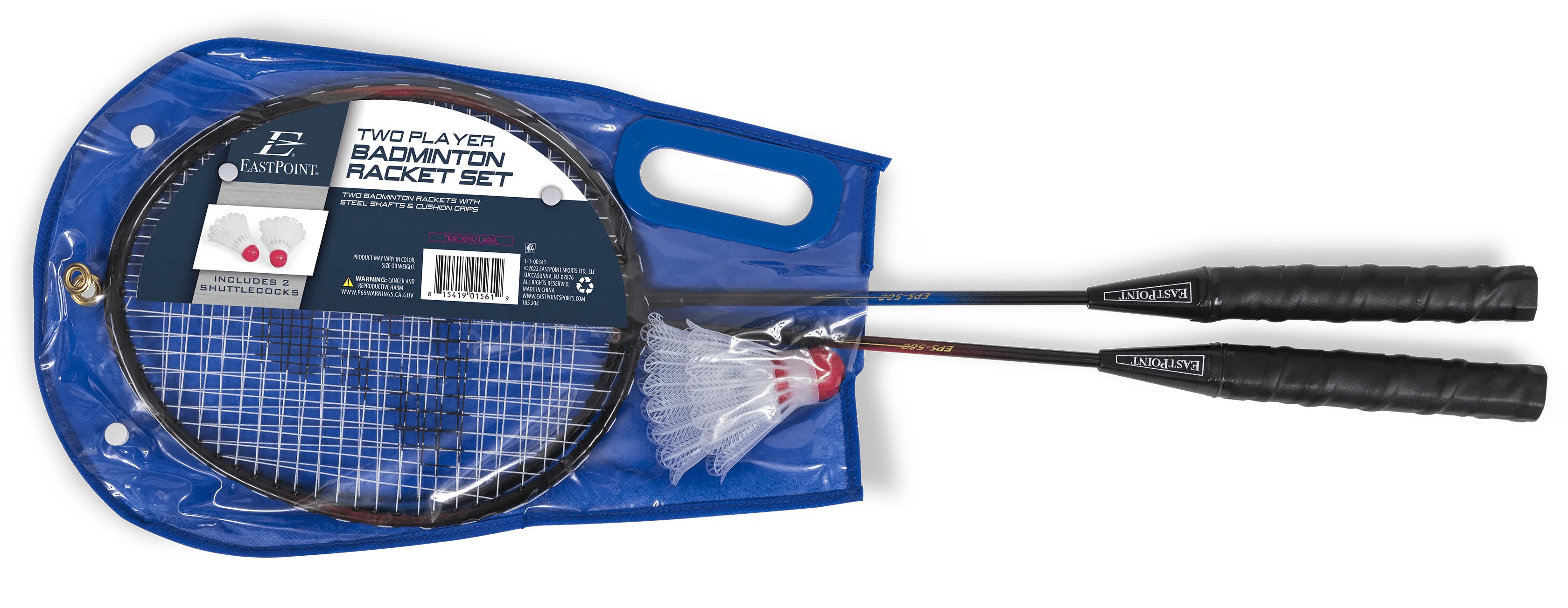 2 Player Badminton Racket Set; 2 Rackets with Steel Shafts, 2 Shuttlecock Birdies