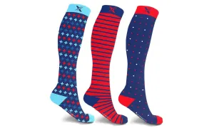 3-Pairs:  Dynamic Performance Knee High Sports Compression Socks For Men