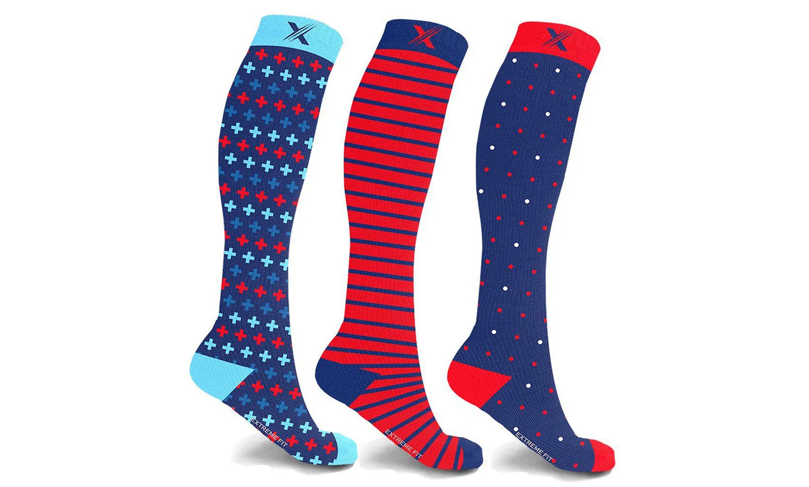 3-Pairs:  Dynamic Performance Knee High Sports Compression Socks For Men