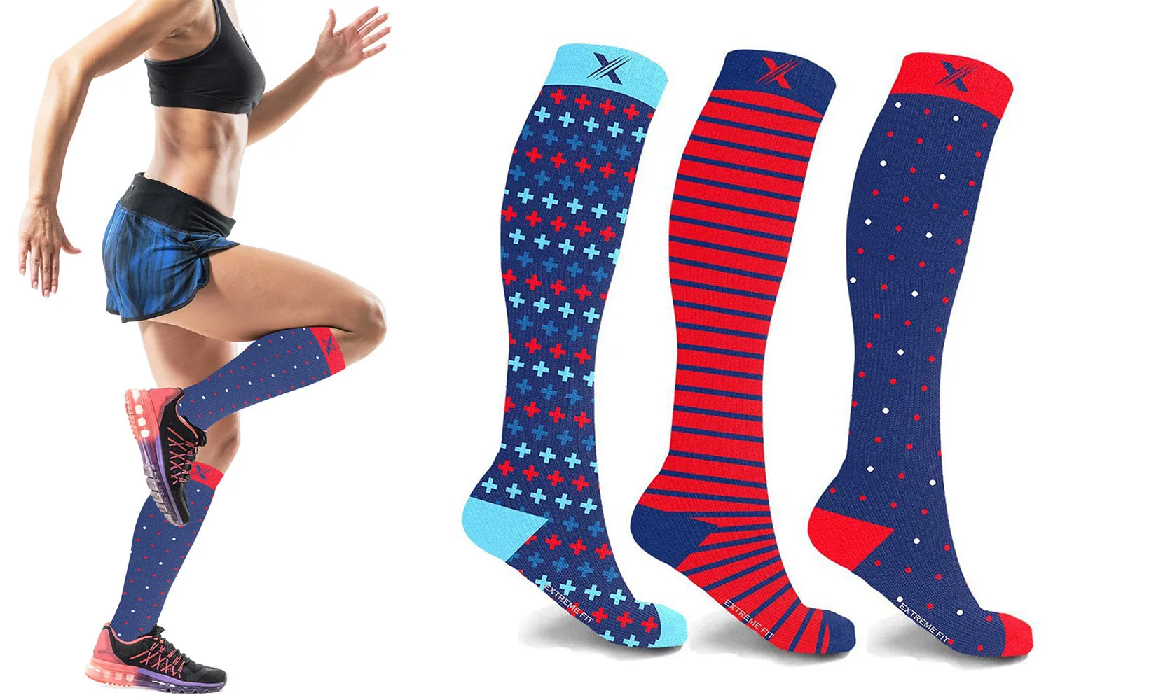 3-Pairs:  Dynamic Performance Knee High Sports Compression Socks For Men