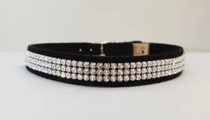 3 Row Crystal Microsuede 1/2" Collar