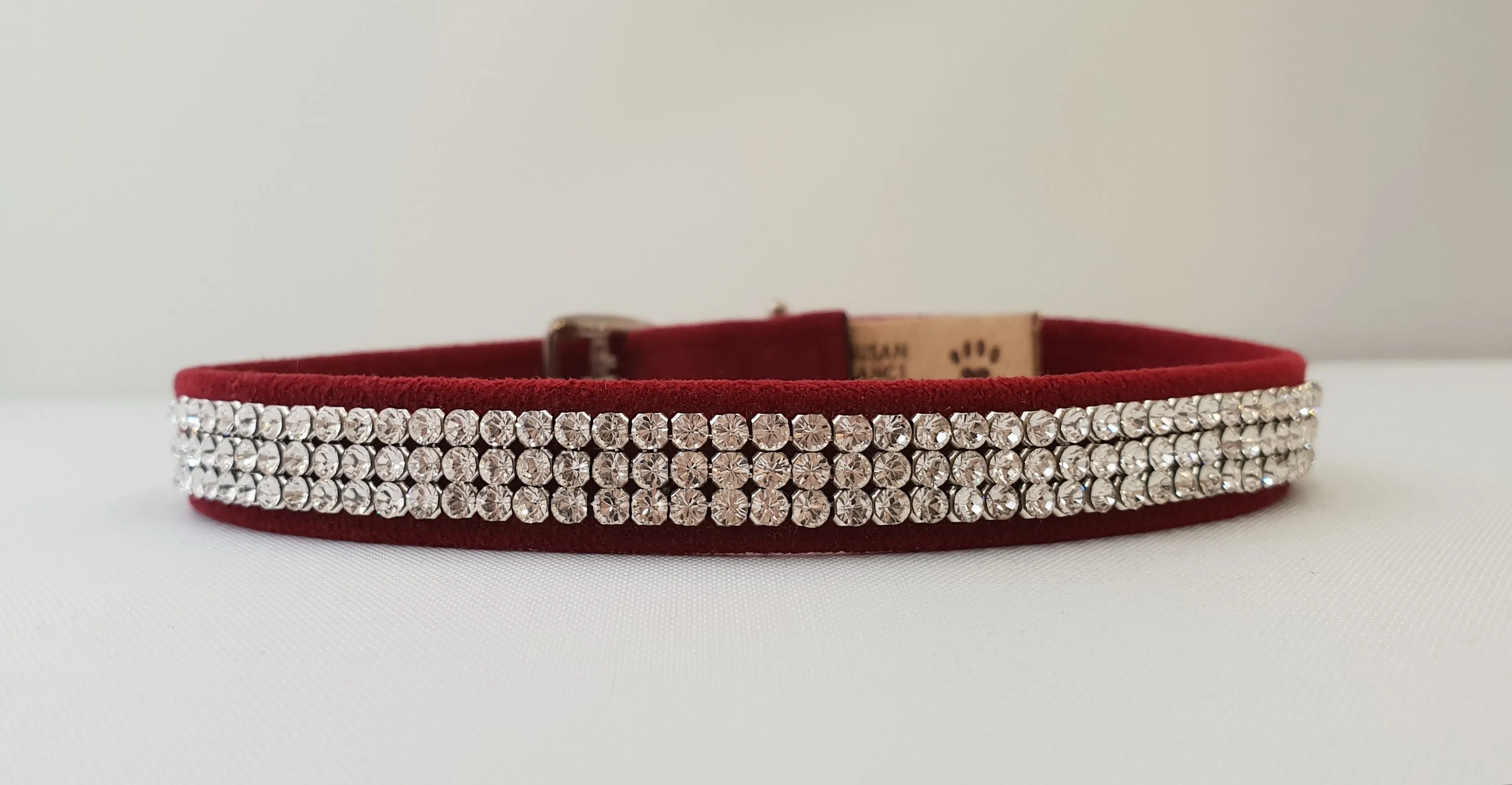 3 Row Crystal Microsuede 1/2" Collar