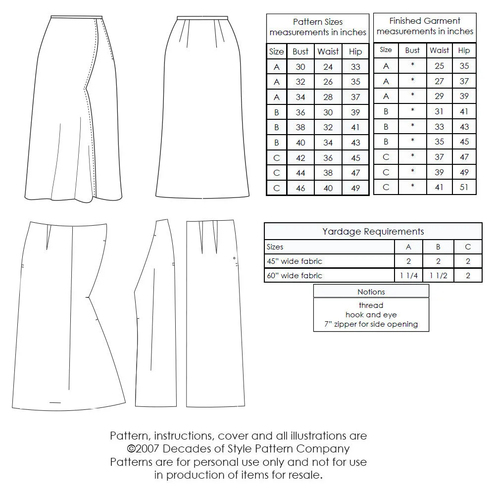 #3004    1930s Shaped Seam Skirt