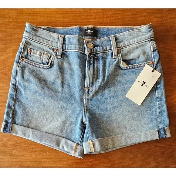 7 For All Mankind Midroll Short, Denim Jean Shorts,  Sz 26 or Sz 4,  NWT, NEW