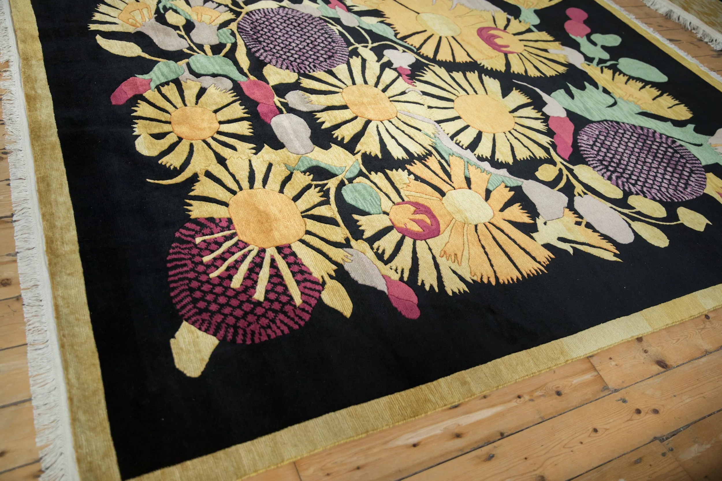 8x9.5 Vintage Indian Art Deco Design Carpet