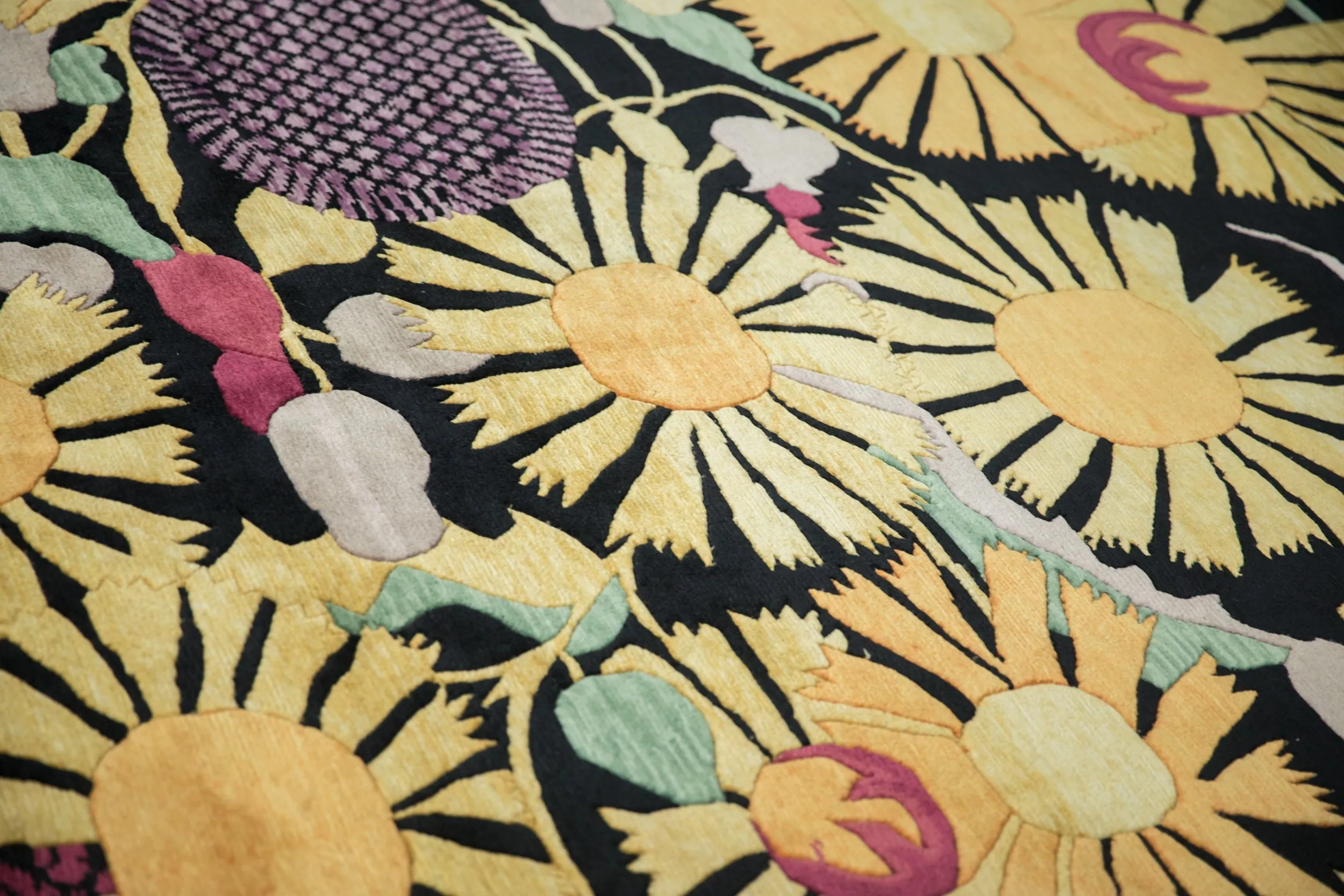 8x9.5 Vintage Indian Art Deco Design Carpet