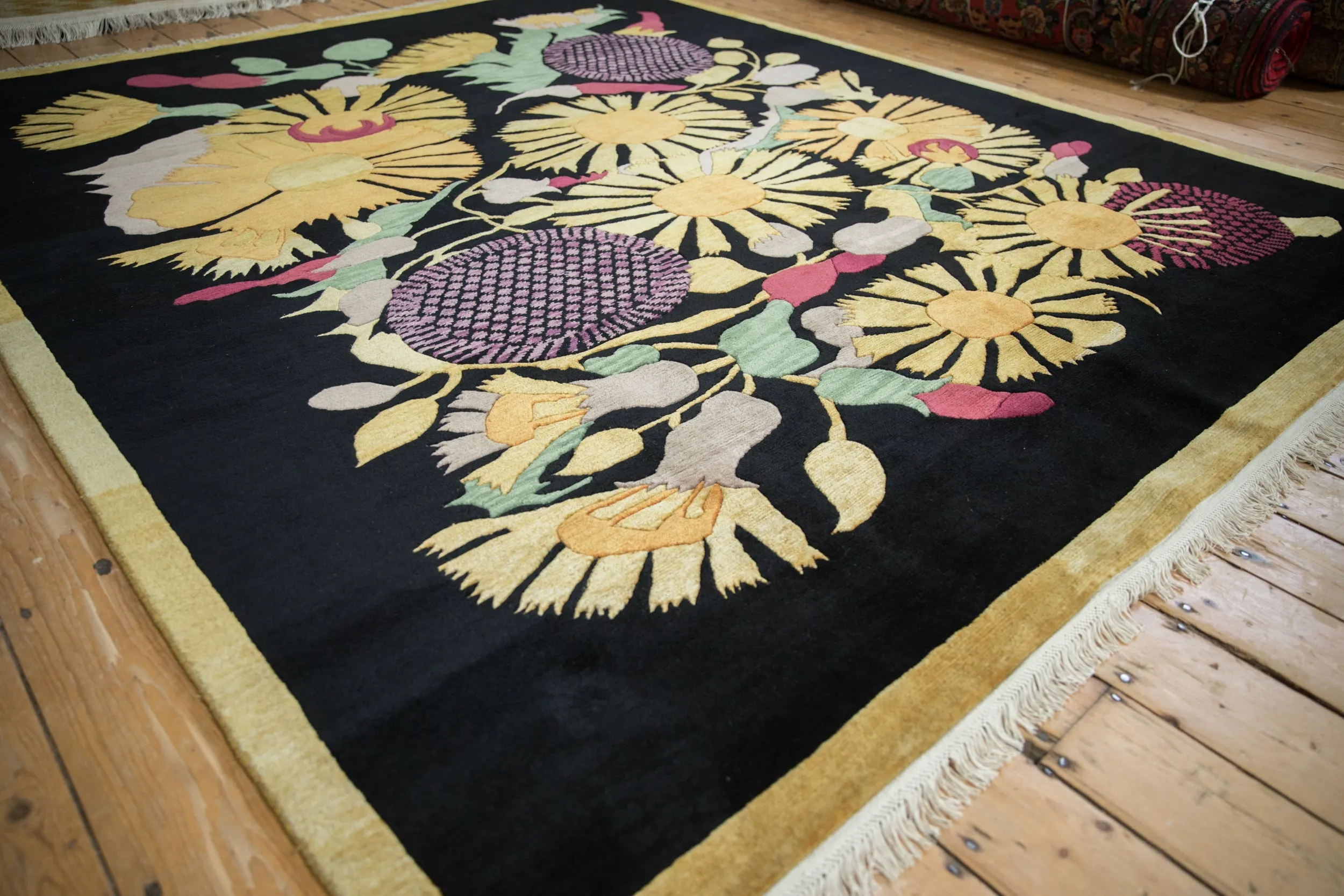 8x9.5 Vintage Indian Art Deco Design Carpet