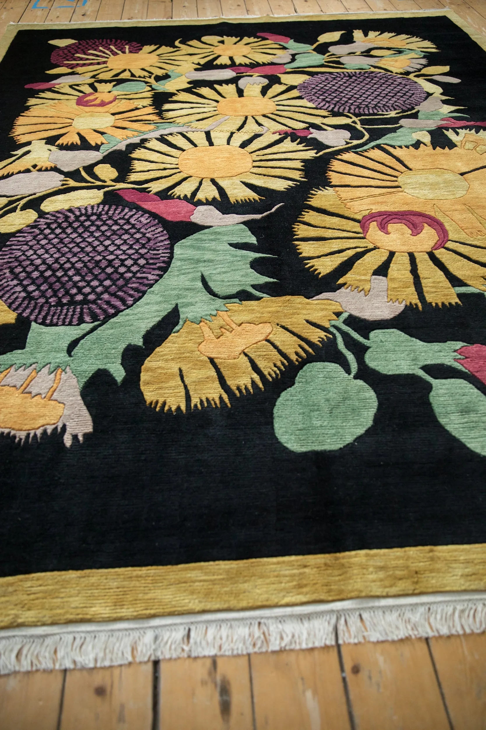 8x9.5 Vintage Indian Art Deco Design Carpet