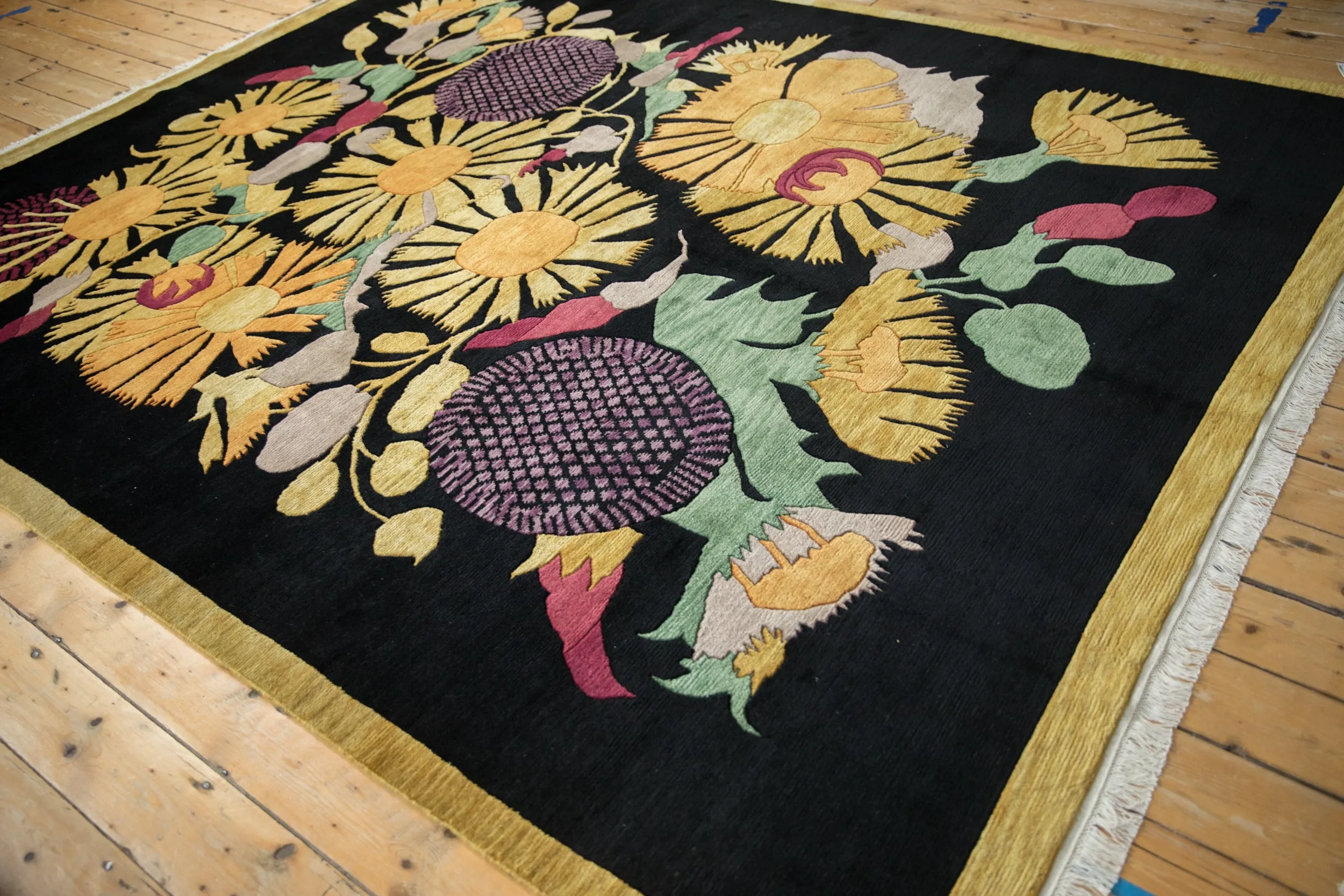 8x9.5 Vintage Indian Art Deco Design Carpet
