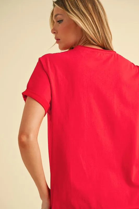 Aemi   Co Exposed Seam Round Neck Short Sleeve T-Shirt