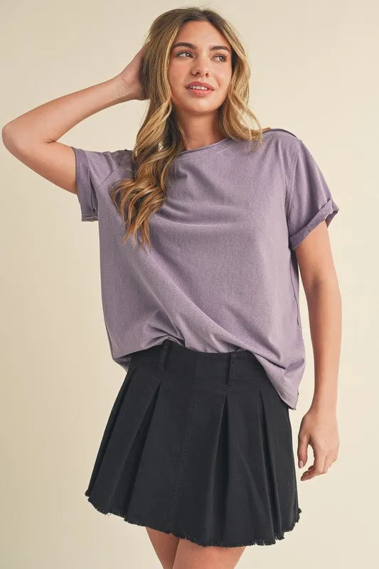 Aemi   Co Exposed Seam Round Neck Short Sleeve T-Shirt
