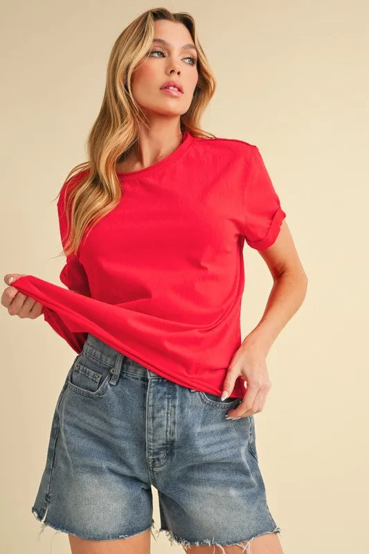 Aemi   Co Exposed Seam Round Neck Short Sleeve T-Shirt
