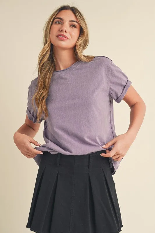 Aemi   Co Exposed Seam Round Neck Short Sleeve T-Shirt