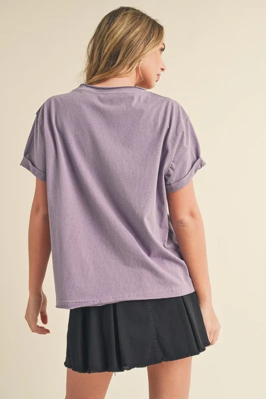 Aemi   Co Exposed Seam Round Neck Short Sleeve T-Shirt