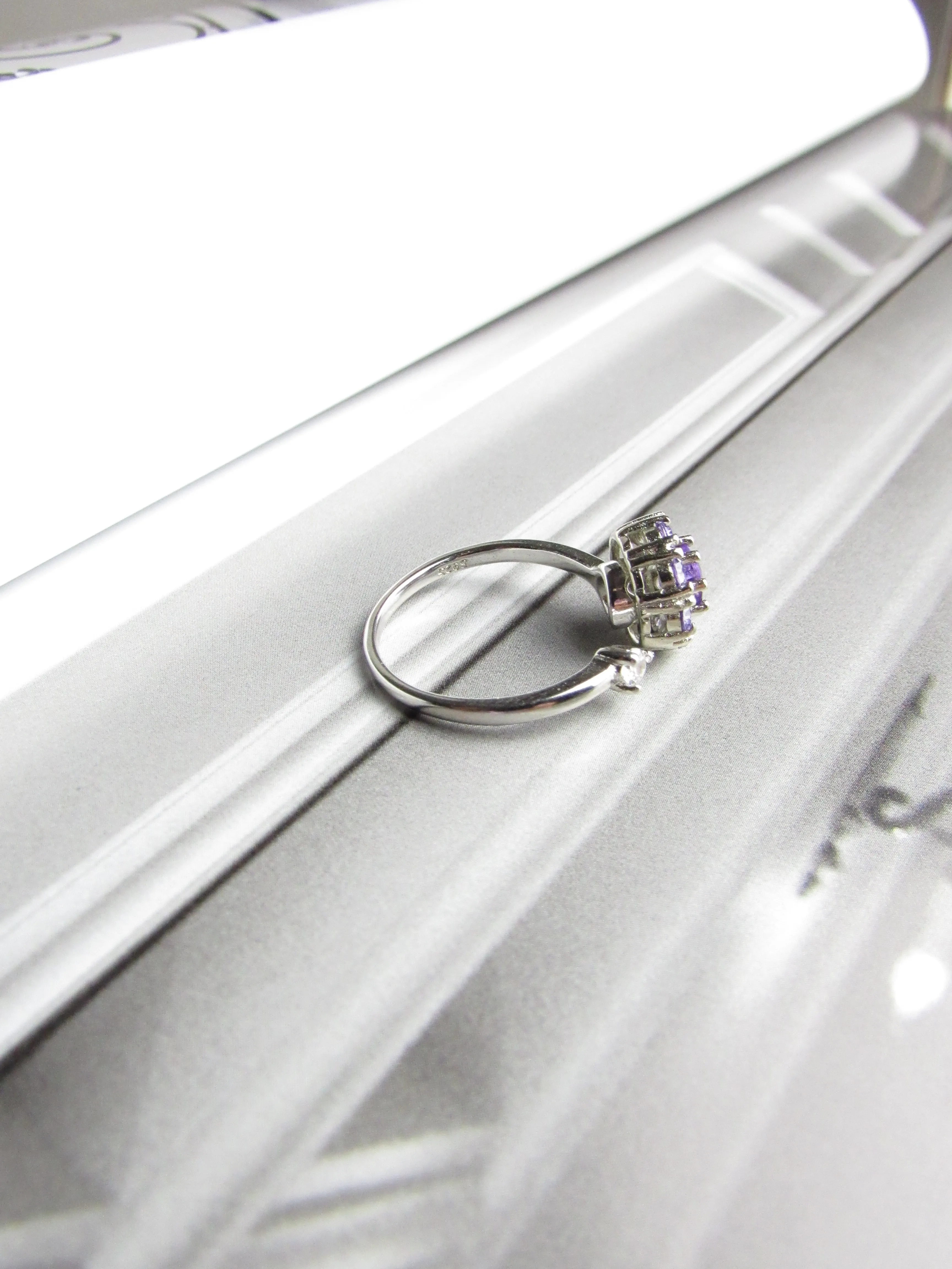 Amethyst Spinner Silver Open Ring