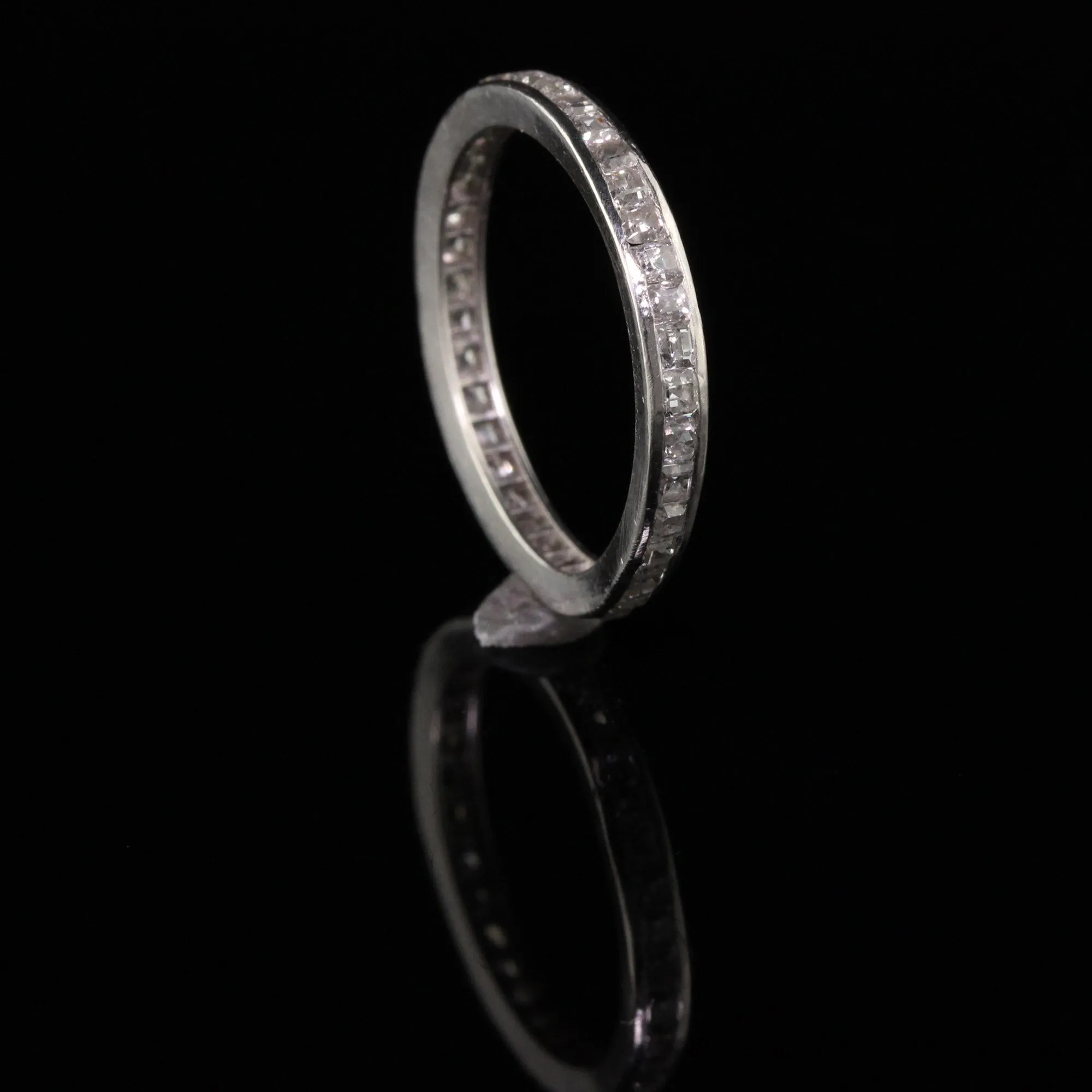 Antique Art Deco Platinum Old Carre Cut Diamond Wedding Band