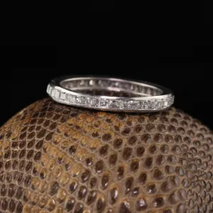 Antique Art Deco Platinum Old Carre Cut Diamond Wedding Band