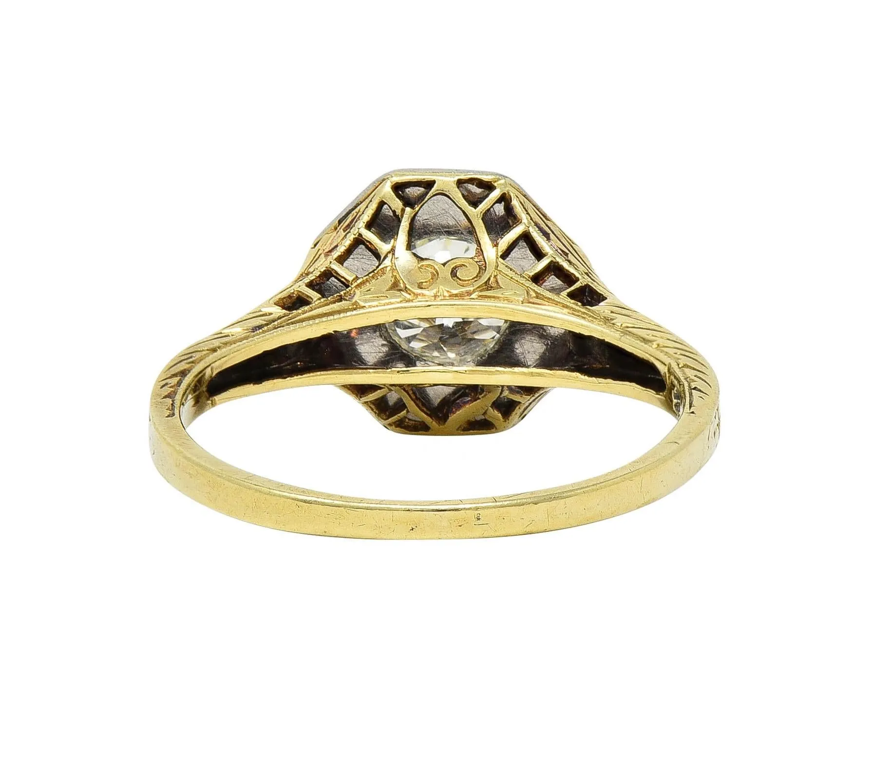 Art Deco 0.50 CTW Old European Diamond Platinum 14 Karat Gold Antique Engagement Ring