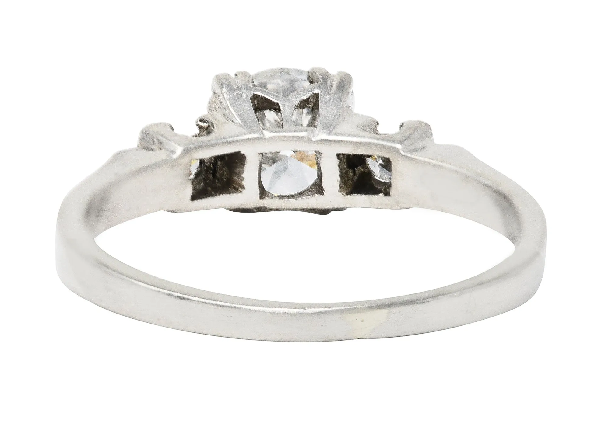 Art Deco 0.66 CTW Old European Cut Diamond Platinum Three Stone Engagement Ring