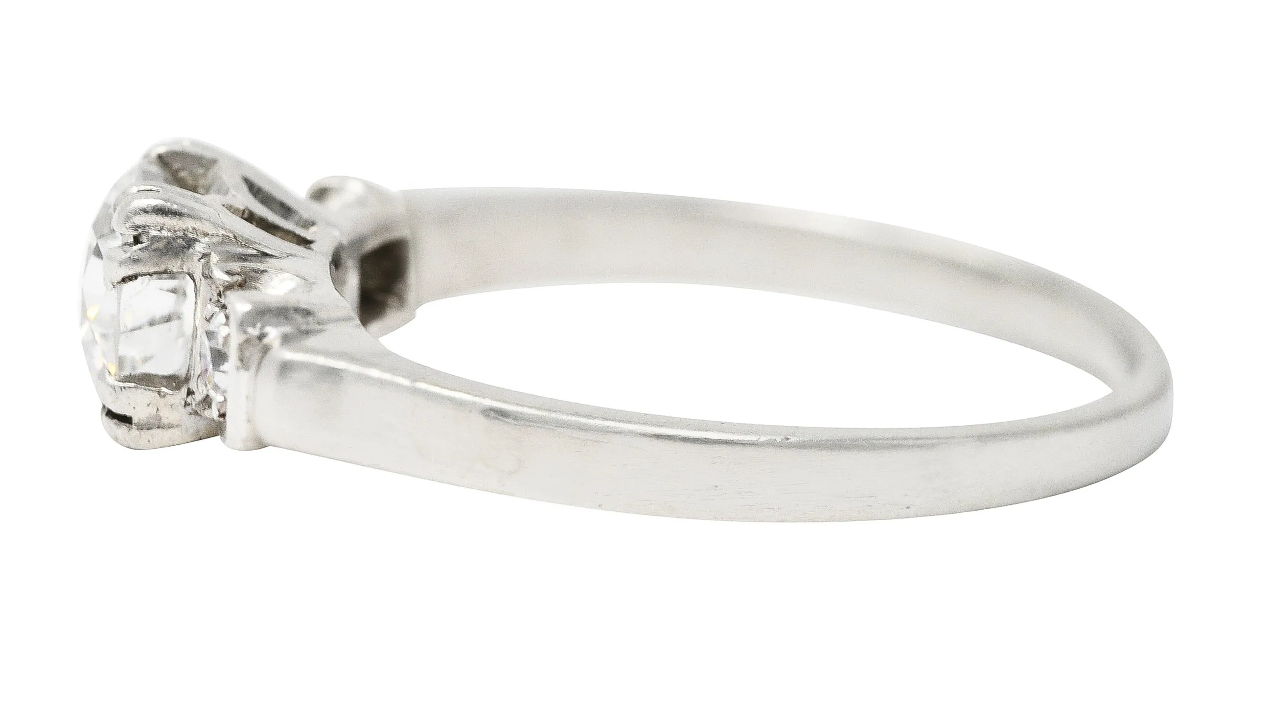 Art Deco 0.66 CTW Old European Cut Diamond Platinum Three Stone Engagement Ring