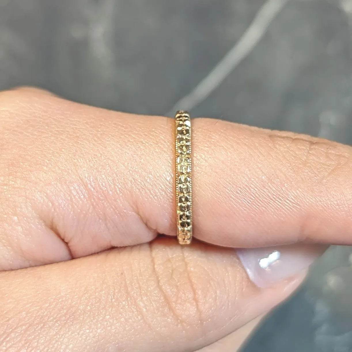 Art Deco 14 Karat Yellow Gold Orange Blossom Vintage Wedding Band Ring