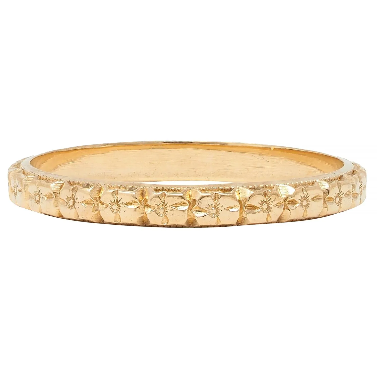 Art Deco 14 Karat Yellow Gold Orange Blossom Vintage Wedding Band Ring