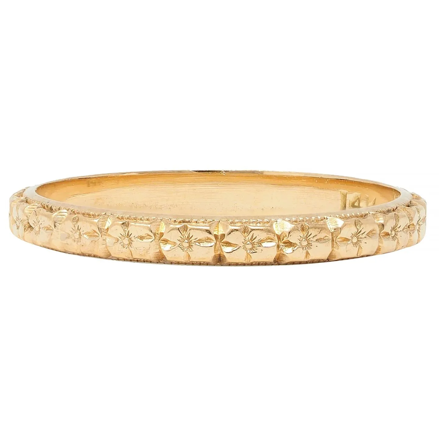 Art Deco 14 Karat Yellow Gold Orange Blossom Vintage Wedding Band Ring