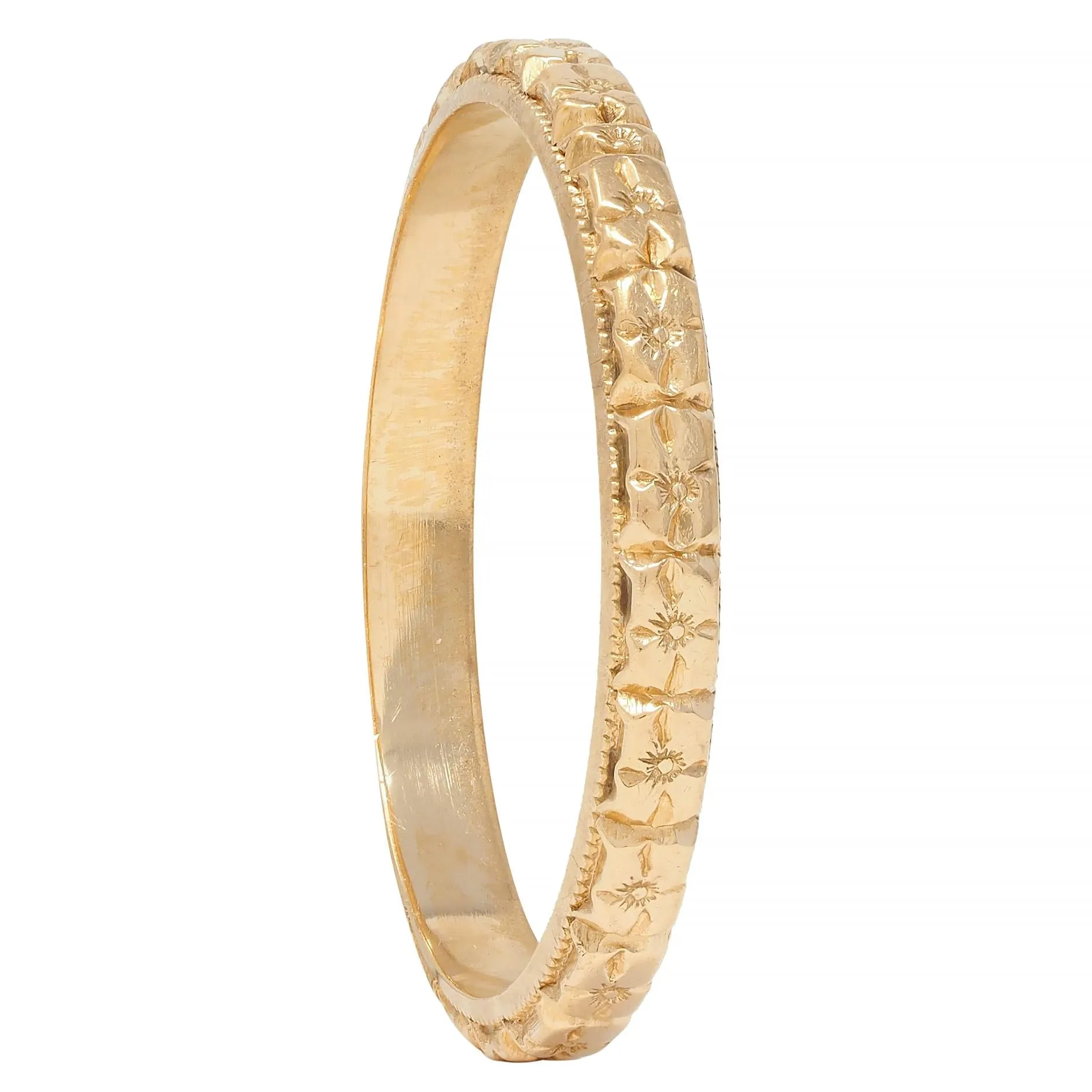 Art Deco 14 Karat Yellow Gold Orange Blossom Vintage Wedding Band Ring