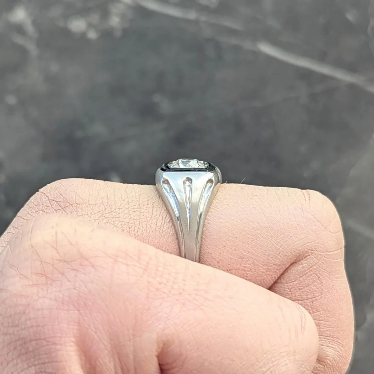 Art Deco 2.00 CTW Old European Diamond Enamel Platinum Toi-Et-Moi Vintage Unisex Band Ring