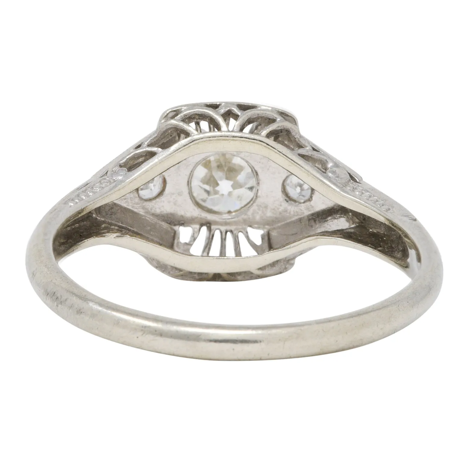 Art Deco Diamond 19 Karat White Gold Orange Blossom Vintage Engagement Ring