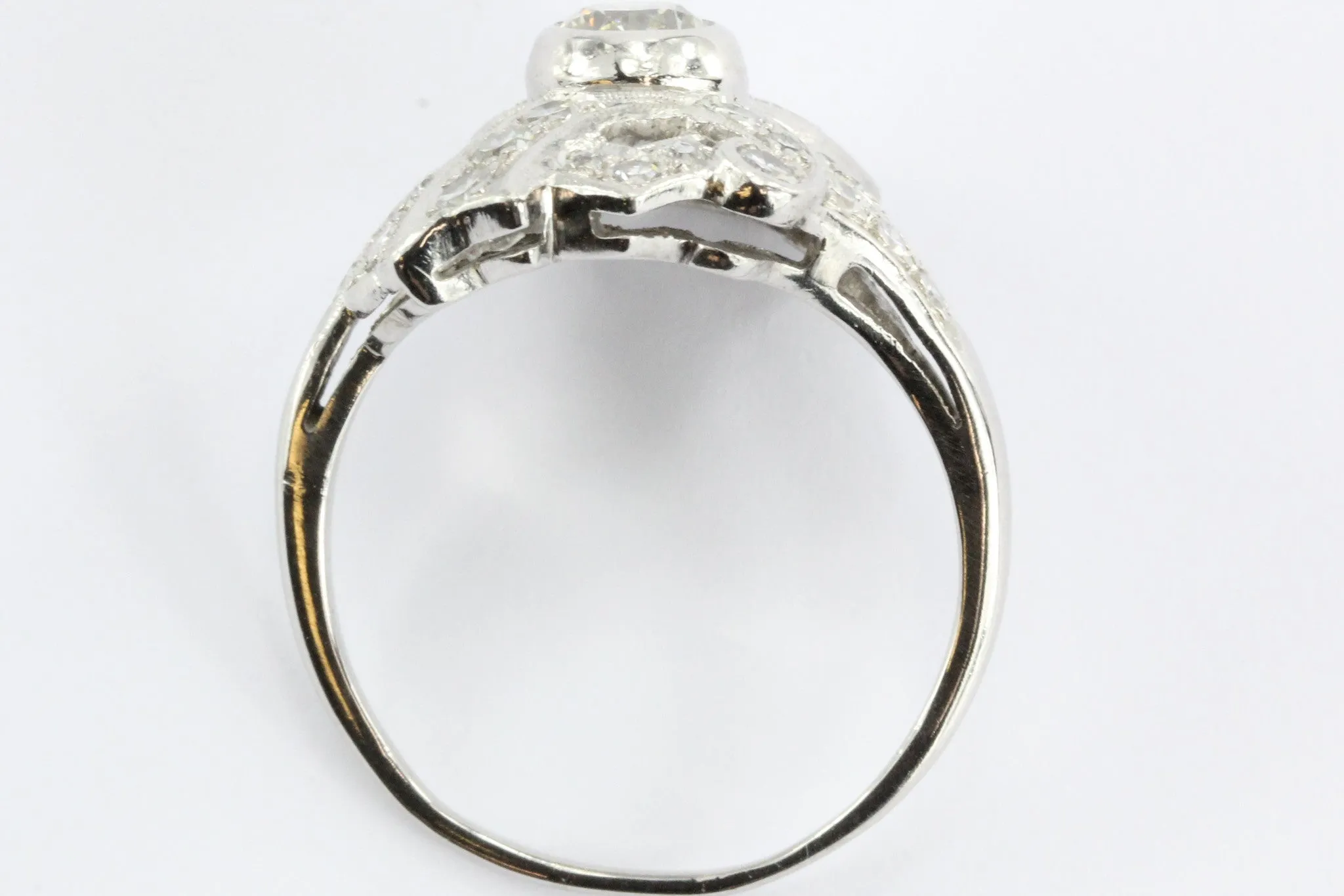 Art Deco Diamond & Platinum Engagement Ring .60 Old European Center