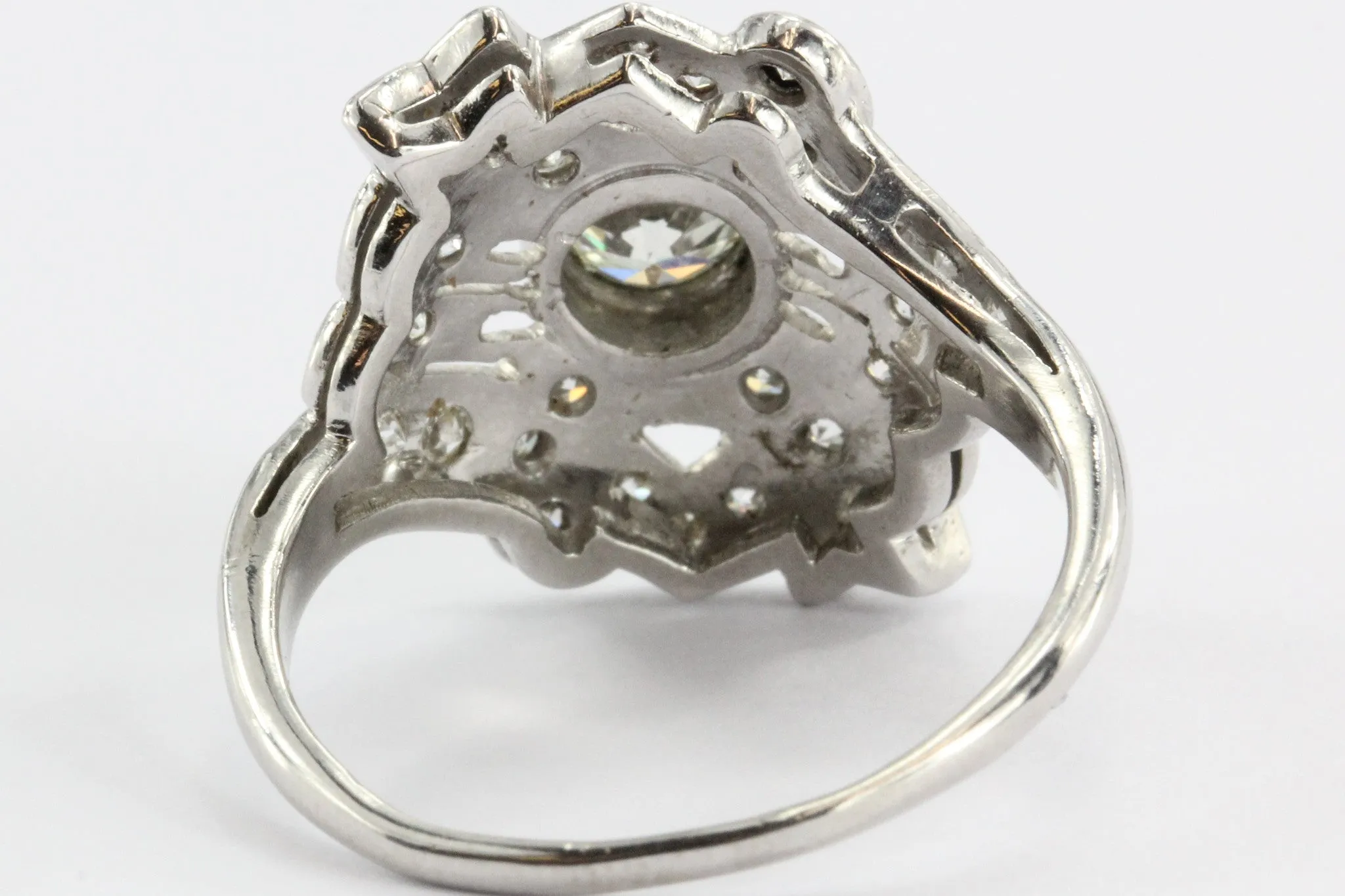 Art Deco Diamond & Platinum Engagement Ring .60 Old European Center