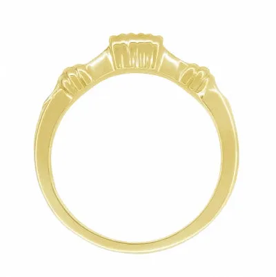 Art Deco Harvest Bands Curved Wedding Ring in 14 Karat Yellow Gold