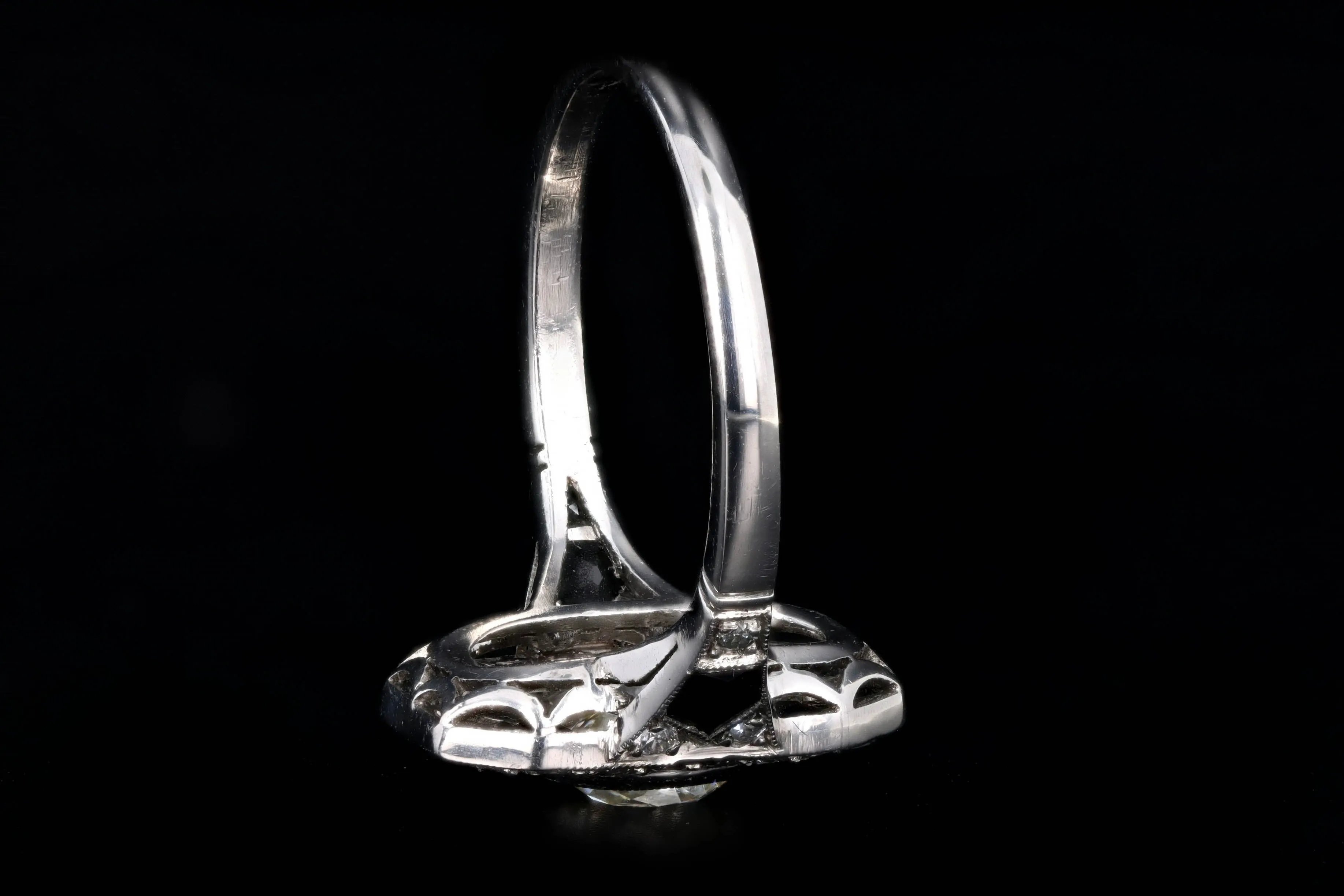 Art Deco Inspired Platinum 0.80 Carat Old European Oval Cut Diamond & Onyx Ring