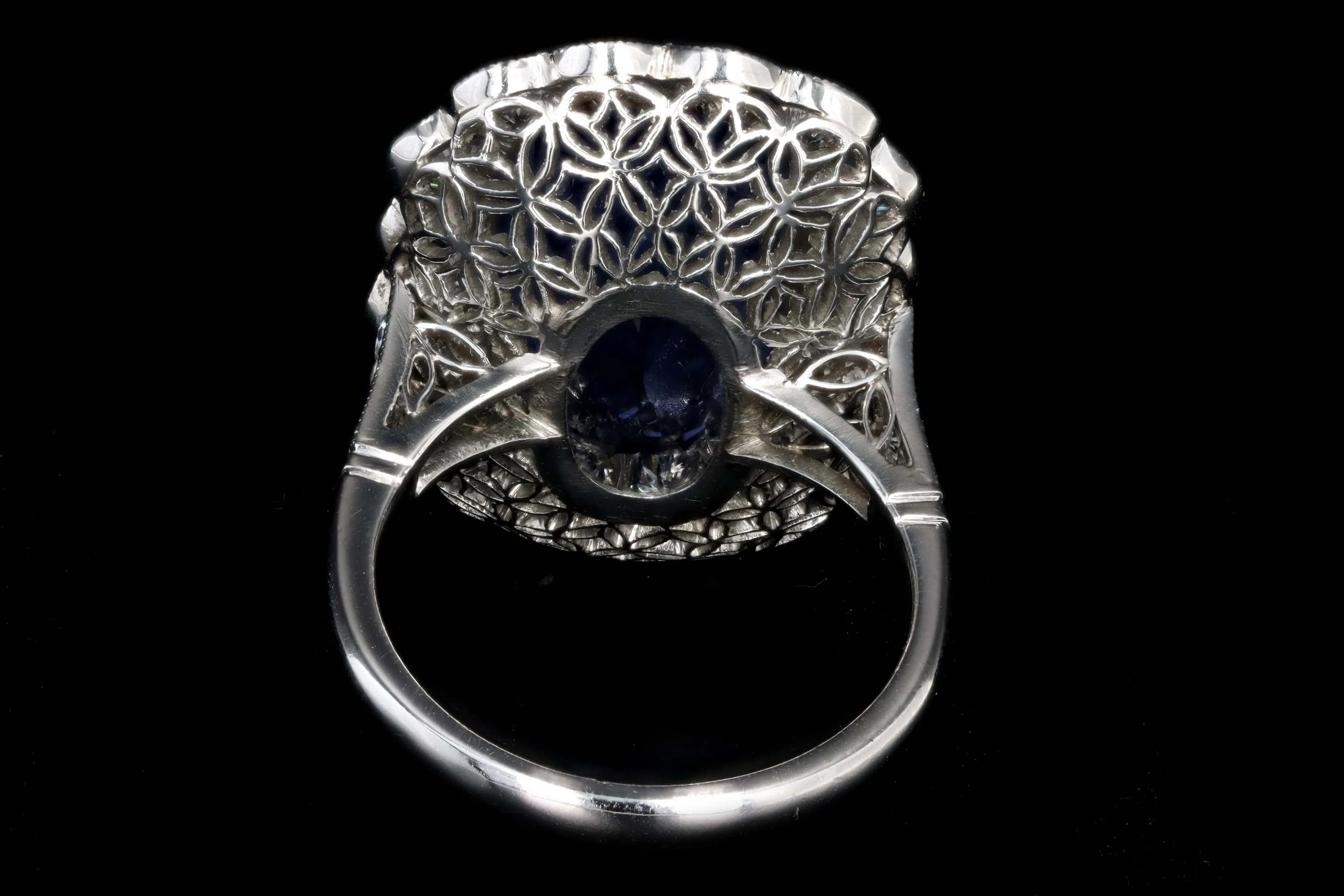 Art Deco Inspired Platinum 13.95 Carat No Heat Ceylon Sapphire & Diamond Halo Cluster Ring AGL Certified