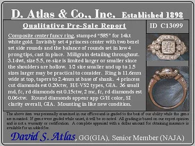 Art Deco Inspired Princess Cut Diamond Halo Ring