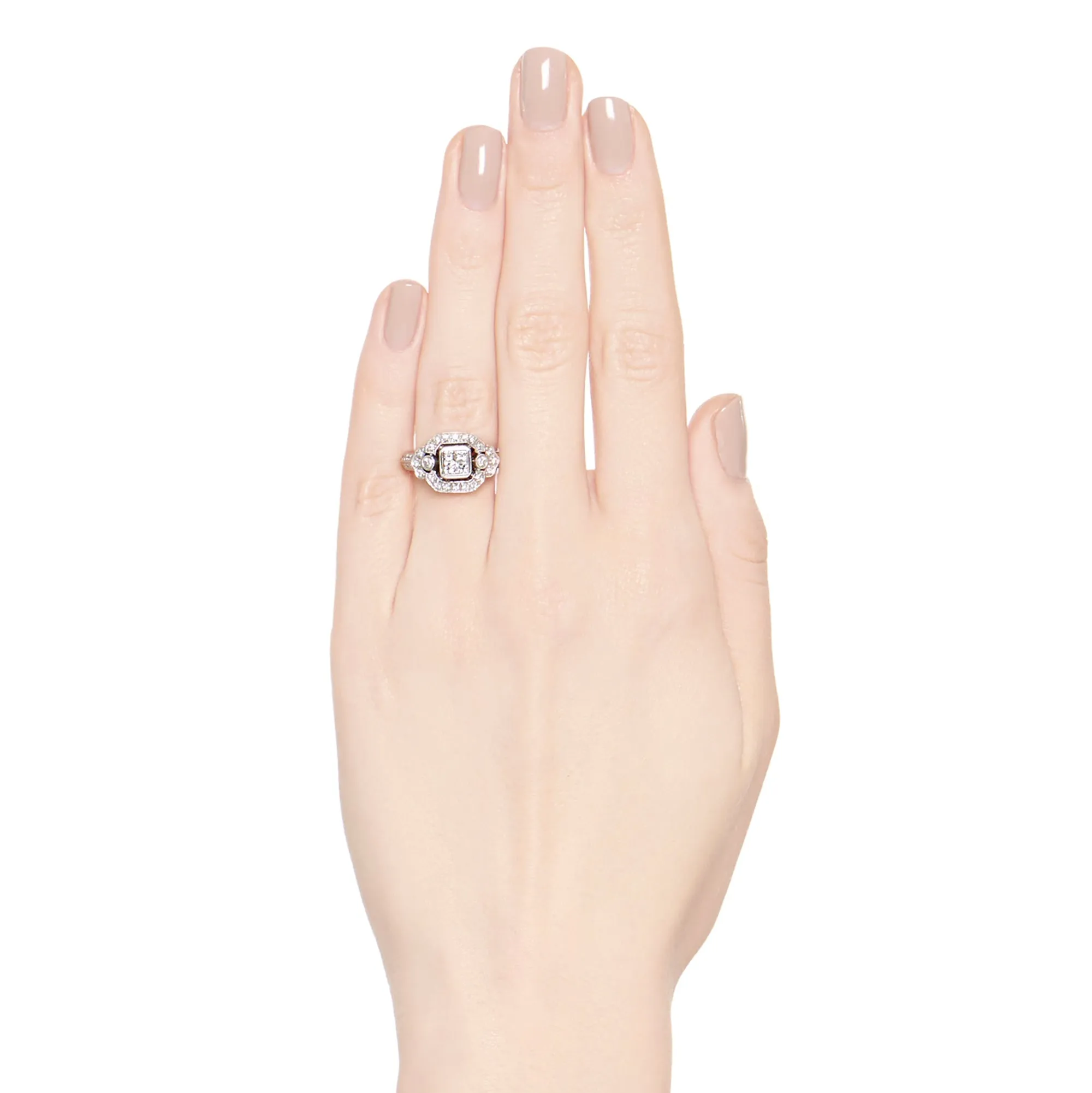 Art Deco Inspired Princess Cut Diamond Halo Ring