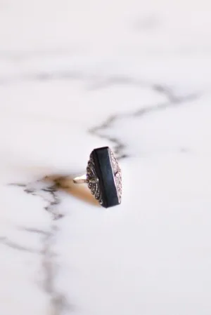 Art Deco Onyx and Marcasite Ring