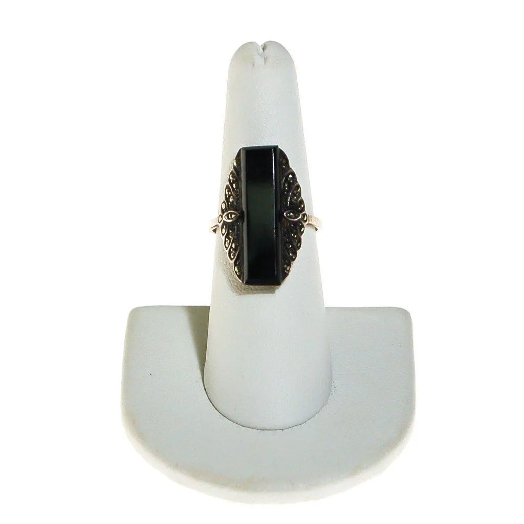 Art Deco Onyx and Marcasite Ring
