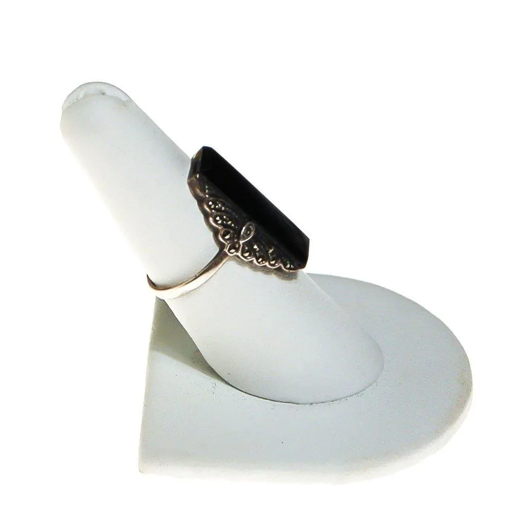 Art Deco Onyx and Marcasite Ring