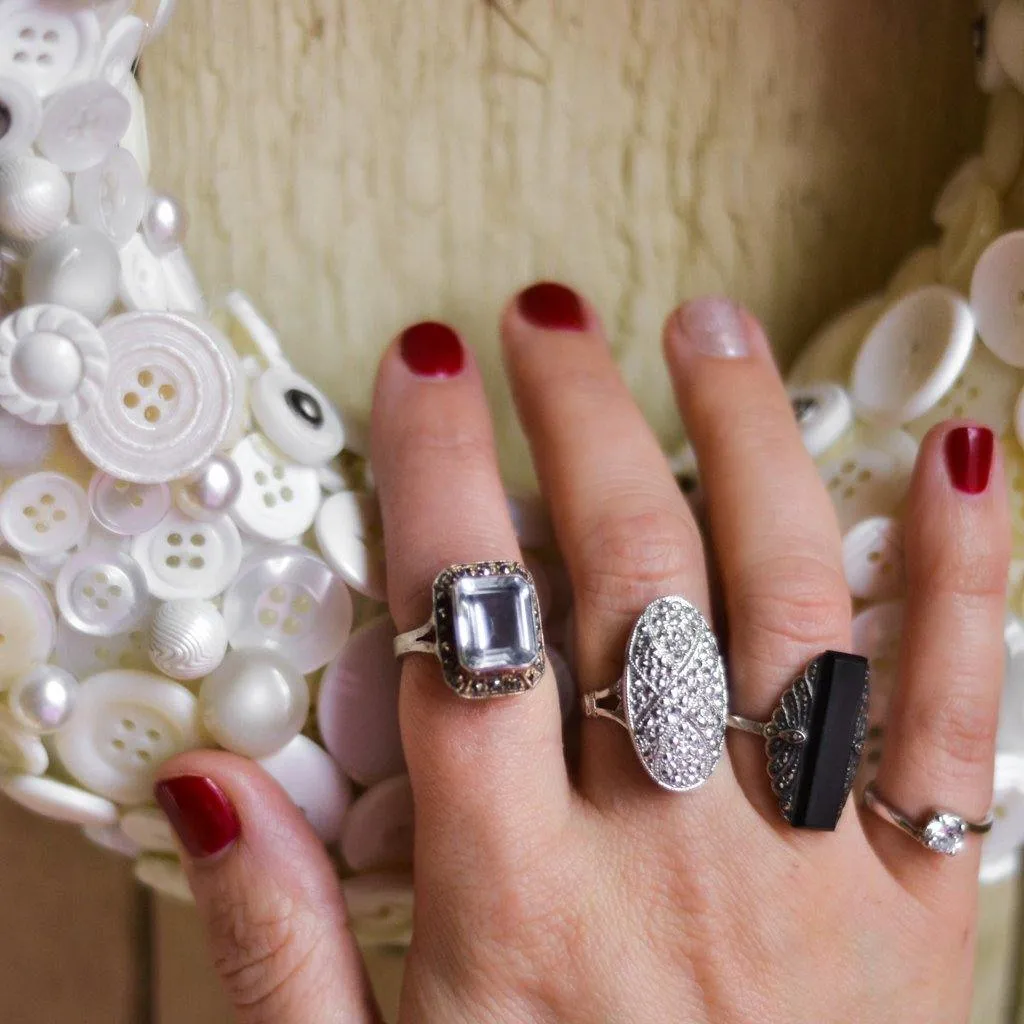 Art Deco Onyx and Marcasite Ring