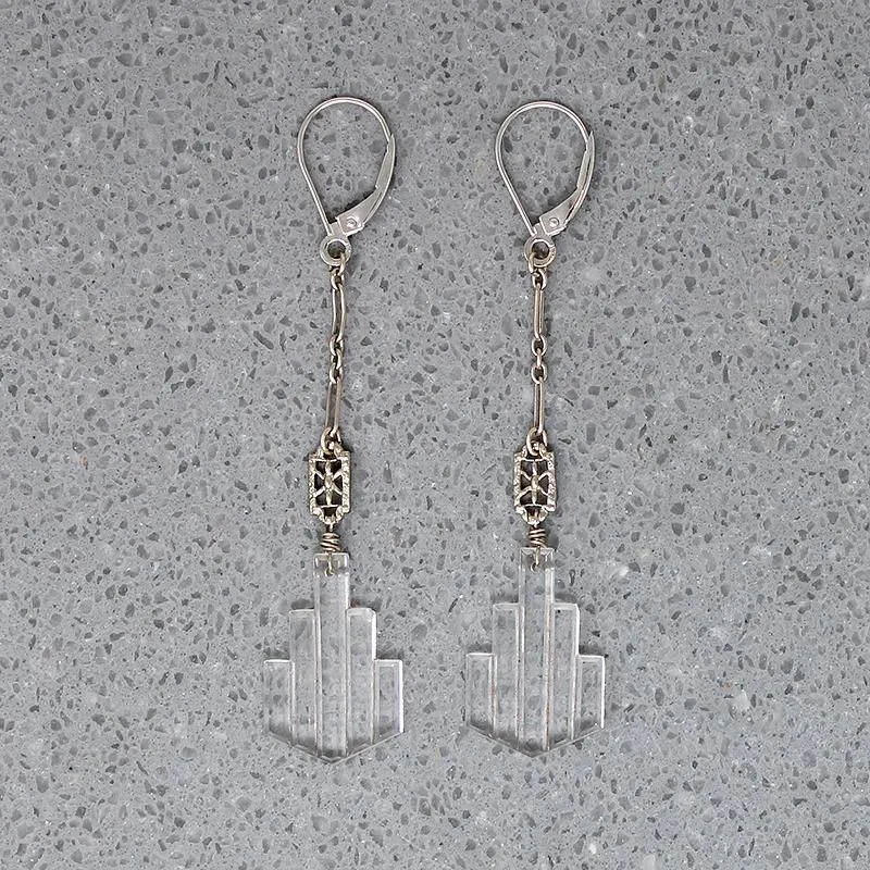 Art Deco Pressed Glass Earrings by brunet